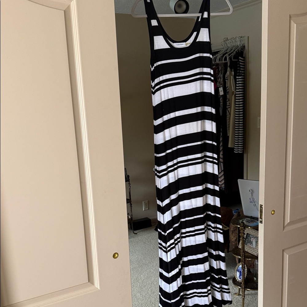 Black and White Striped Maxi Dress